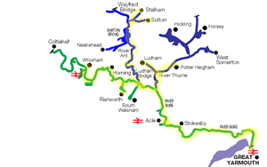 Map of the northern Broads rivers